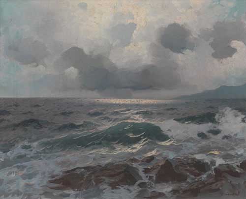 Painting Code#20073-Alexander Dzigurski(USA): Seascape