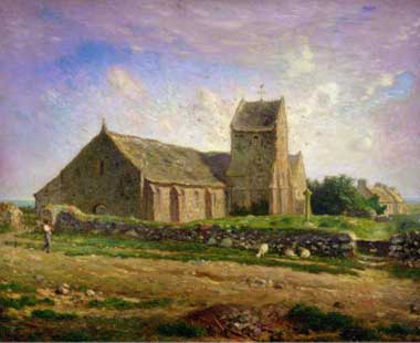 Painting Code#20330-Millet, Jean-Francois - The Church at Greville
