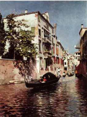 Painting Code#20391-Rubens Santoro -  Venetian Gondola