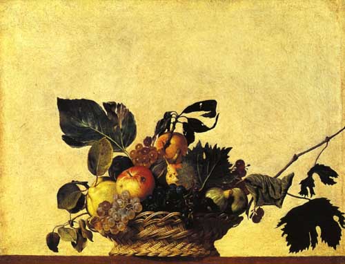Painting Code#3052-Caravaggio, Michelangelo Merisi da - Still Life with a Basket of Fruit