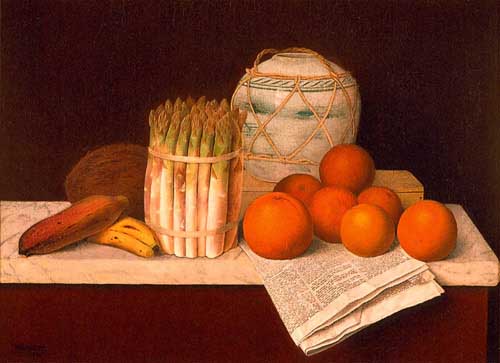 Painting Code#3110-William Harnett: Fruit and Asparagus 