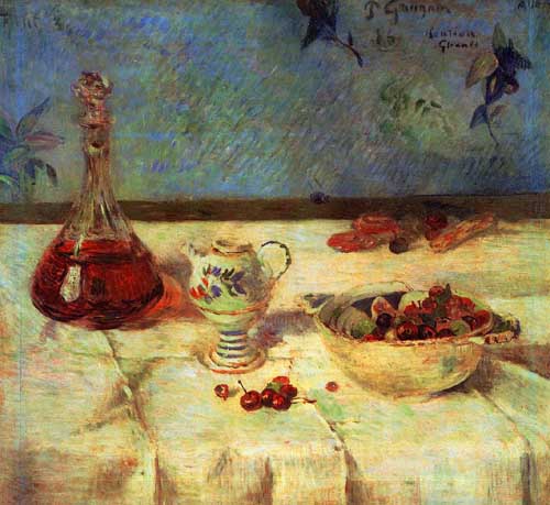Painting Code#3707-Gauguin, Paul - The White Tablecloth (AKA Still Life with Cherries)