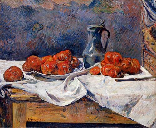 Painting Code#3708-Gauguin, Paul - Tomatoes and a Pewter Tankard on a Table