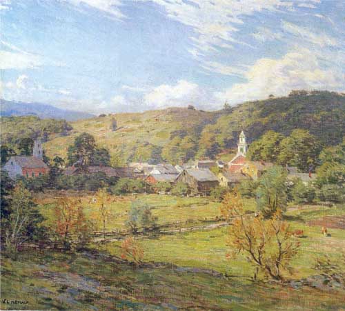 Painting Code#40079-Metcalf, Willard Leroy(USA): The Village- September Morning