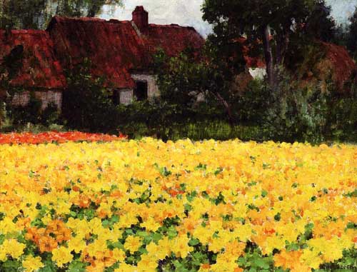 Painting Code#40081-George Hitchcock: Yellow Nasturtiums