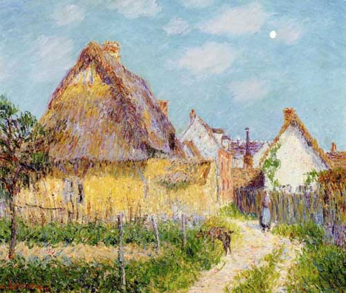 Painting Code#40286-Gustave Loiseau - Thatched Cottage, Le Vaudreuil