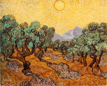 Painting Code#40510-Van Gogh:Olive Trees with Yellow Sky and Sun