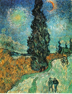 Painting Code#40519-Vincent Van Gogh:Road with Cypress and Star