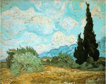 Painting Code#40524-Vincent Van Gogh:Wheat Field with Cypresses