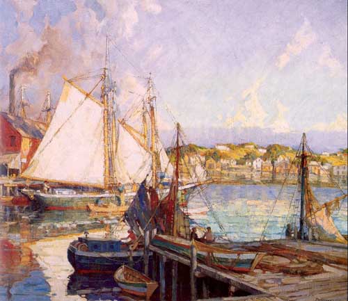 Painting Code#40604-Mulhaupt, Frederick John (USA): Summer, Gloucester Harbor