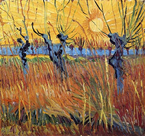 Painting Code#40708-Vincent Van Gogh - Pollard Willow with Setting Sun