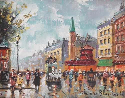 Painting Code#40915-Antoine Blanchard, Jr.(Franc): Paris Street Scene
