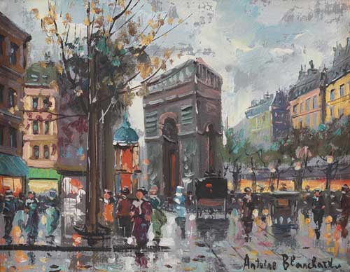 Painting Code#40916-Antoine Blanchard, Jr.(France): Paris Street Scene