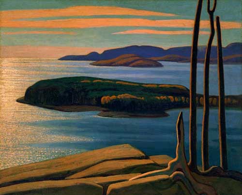 Painting Code#40946-Lawren Harris(Canadian, 1885-1970): Afternoon Sun Lake, Superior