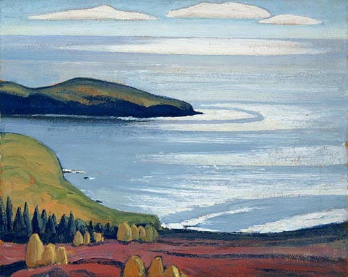 Painting Code#40956-Lawren Harris(Canadian, 1885-1970): Noon from Slate Island, Lake Superior