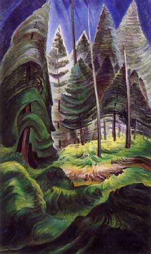 Painting Code#40999-Emily Carr(Canadian, 1871-1945): A Rushing Sea of Undergrowth