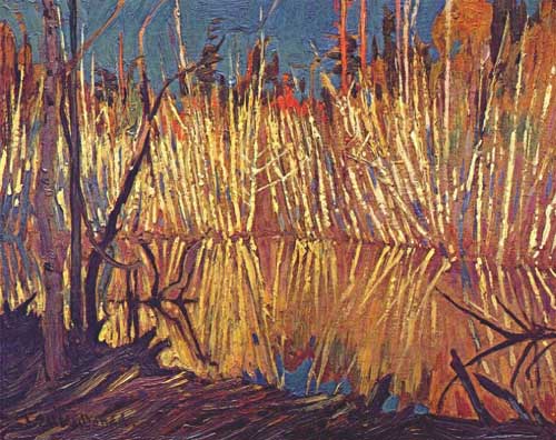 Painting Code#41010-J. E. H. MacDonald(Canadian, 1873-1932): Beaver Dam and Birches