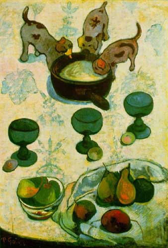 Painting Code#41022-Gauguin, Paul: Still Life with Three Puppies