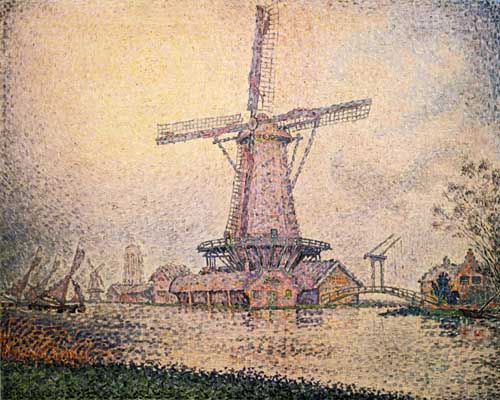 Painting Code#41038-Paul Signac - Dutch Mill at Edam