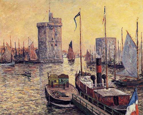 Painting Code#41181-Maxime Maufra - The Port of La Rochelle at Twilight
