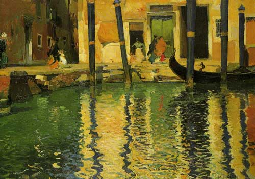 Painting Code#41186-Manuel Benedito Vives - Paisaje de Venecia