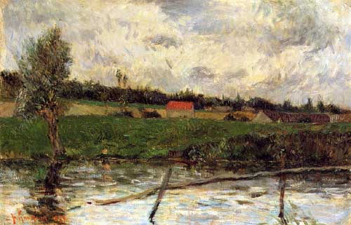 Painting Code#41266-Gauguin, Paul - Riverside (also known as Breton Landscape)