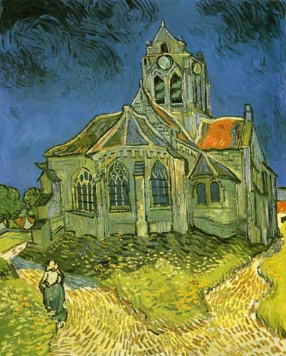 Painting Code#41544-Vincent Van Gogh - Church at Auvers (also known as The Church at Auvers)