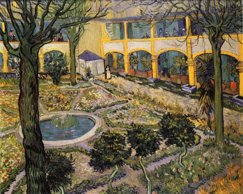 Painting Code#41545-Vincent Van Gogh - Courtyard of the Hospital in Arles