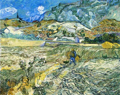 Painting Code#41547-Vincent Van Gogh - Enclosed Field with Peasant ( Landscape at Saint-Remy)