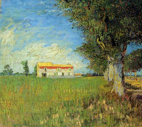 Painting Code#41549-Vincent Van Gogh - Farmhouse in a Wheat Field