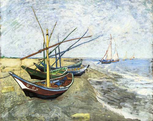 Painting Code#41552-Vincent Van Gogh - Fishing boats on the Beach at Les Saintes-Maries-de-la-Mer