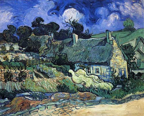 Painting Code#41557-Vincent Van Gogh - Houses with Thatched Roofs, Cordeville