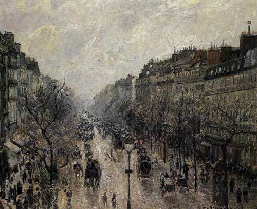 Painting Code#41671-Pissarro, Camille - Boulevard Montmartre, Foggy Morning
