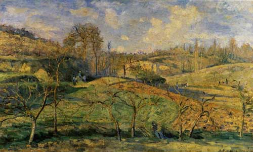 Painting Code#41755-Pissarro, Camille - March Sun, Pontoise