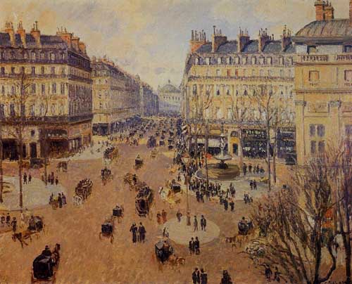 Painting Code#41784-Pissarro, Camille - Place du Theatre Francais, Afternoon Sun in Winter