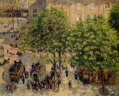 Painting Code#41786-Pissarro, Camille - Place du Theatre Francais, Spring
