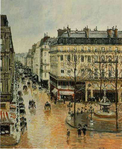 Painting Code#41818-Pissarro, Camille - Rue Saint-Honore, Afternoon, Rain Effect