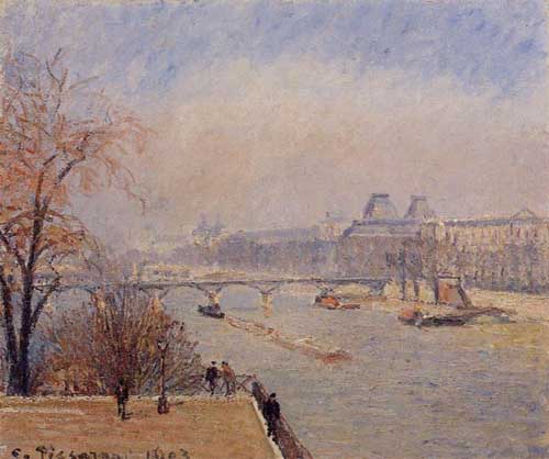 Painting Code#41906-Pissarro, Camille - The Louvre - March Mist
