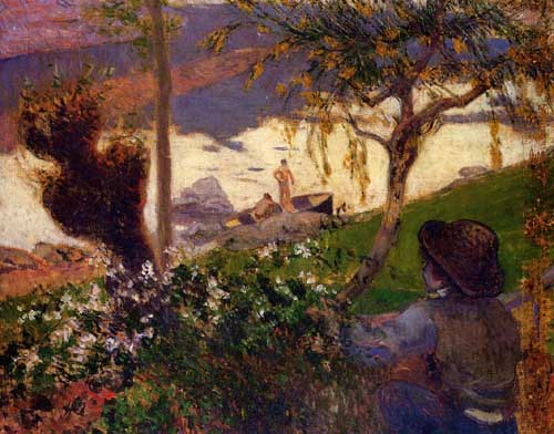 Painting Code#42105-Gauguin, Paul - Breton Boy by the Aven River