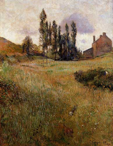 Painting Code#42125-Gauguin, Paul - Dogs Running through a Field