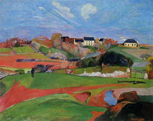 Painting Code#42132-Gauguin, Paul - Fields at le Pouldu