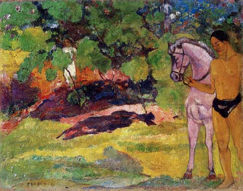 Painting Code#42150-Gauguin, Paul - In the Vanilla Grove, Man and Horse (AKA The Rendezvous)