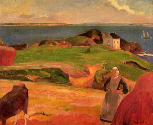 Painting Code#42153-Gauguin, Paul - Landscape at le Pouldu - the Isolated House