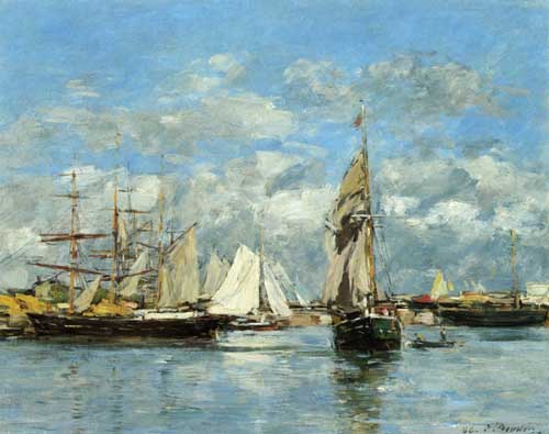 Painting Code#42327-Eugene-Louis Boudin - Port of Trouville, High Tide