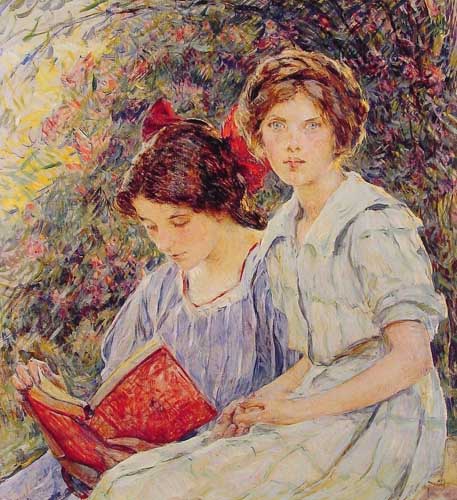 Painting Code#45036-Reid, Robert(USA): Two Girls Reading
