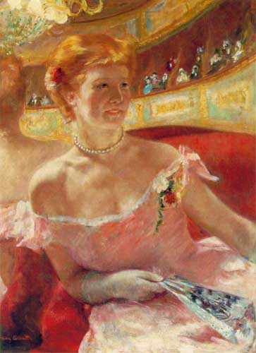 Painting Code#45157-Cassatt, Mary(USA): Woman With A Pearl Necklace In A Loge