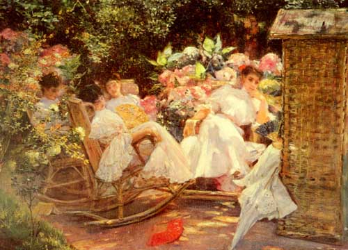 Painting Code#45393-Cordero, Jose Villegas y(Spain): Ladies In A Garden