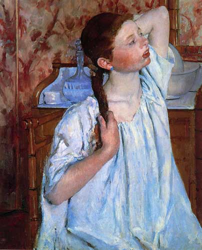 Painting Code#45398-Cassatt, Mary(USA): Girl Arranging Her Hair