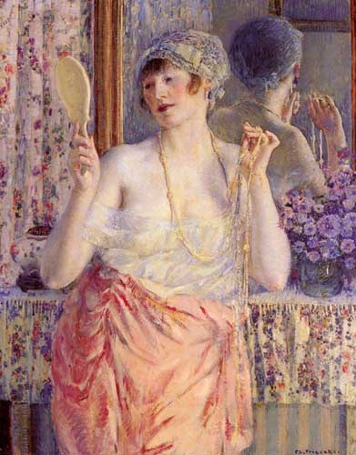 Painting Code#45433-Frieseke, Frederick C.(USA): Woman Before A Mirror