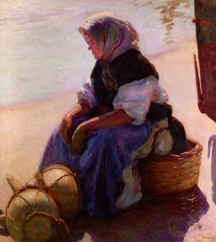 Painting Code#45437-Gras, Francisco(Spain): Fisherwoman On The Beach